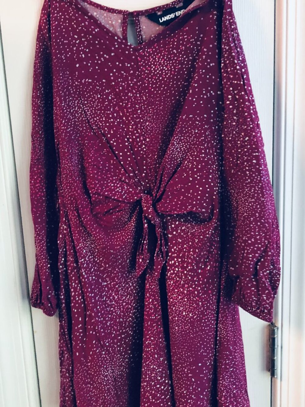Lands' End  Girls Purple Dress Long Sleeves V-Neck Size 7/8.